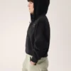 Felpa con cappuccio corta e zip integrale Emblem da donna