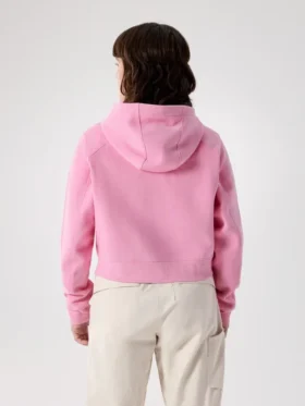 Felpa con cappuccio corta e zip integrale Emblem da donna