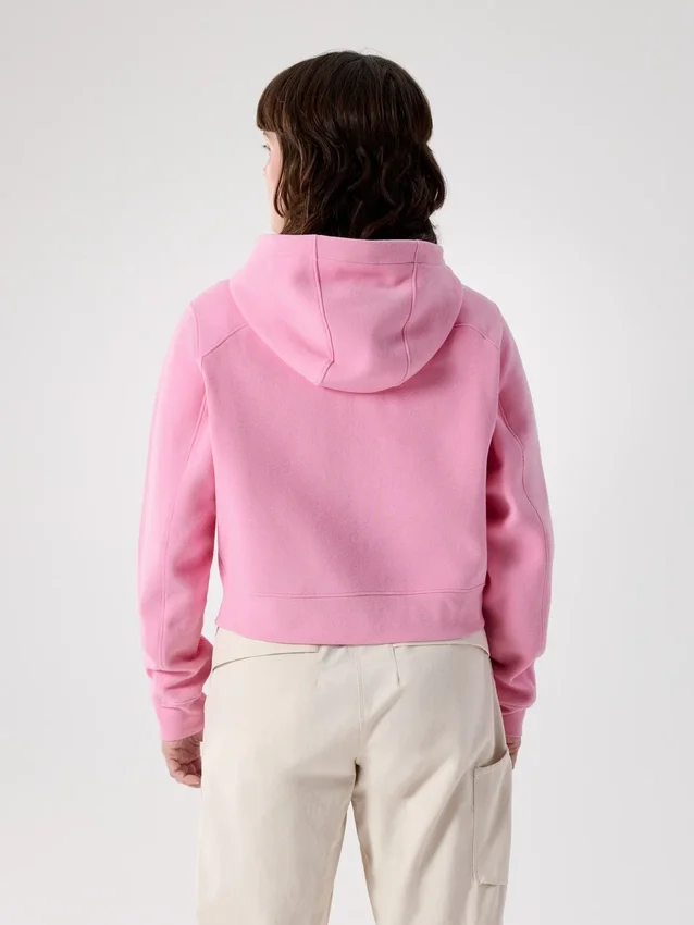 Felpa con cappuccio corta e zip integrale Emblem da donna
