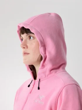Felpa con cappuccio corta e zip integrale Emblem da donna