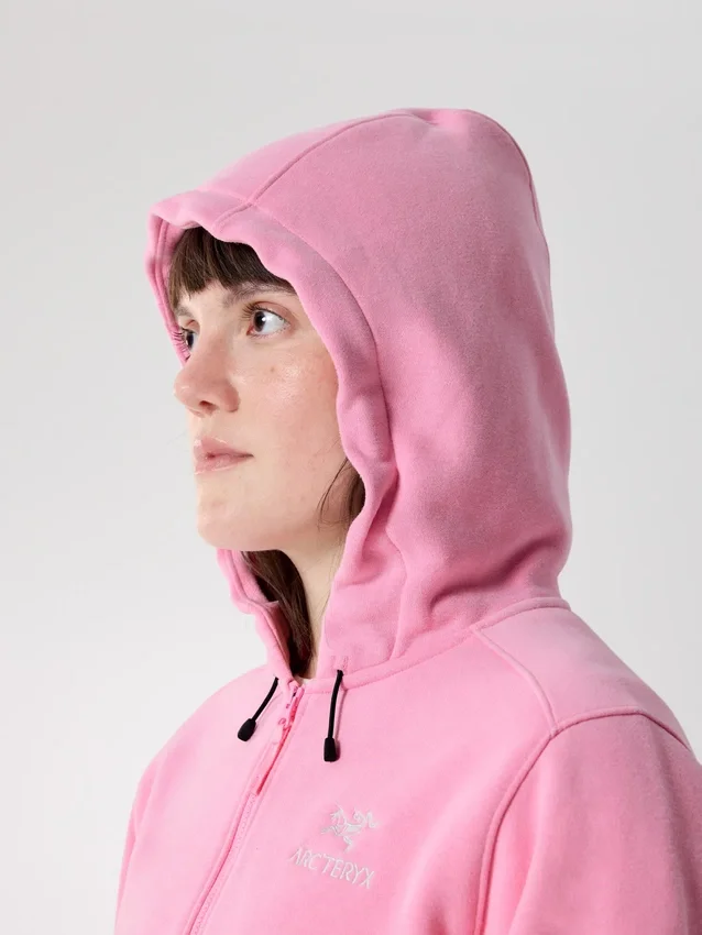 Felpa con cappuccio corta e zip integrale Emblem da donna