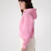 Felpa con cappuccio corta e zip integrale Emblem da donna