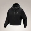 Felpa con cappuccio corta e zip integrale Emblem da donna