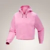 Felpa con cappuccio corta e zip integrale Emblem da donna