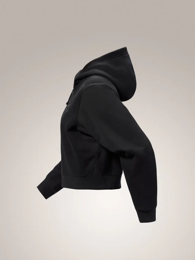 Felpa con cappuccio corta e zip integrale Emblem da donna