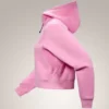 Felpa con cappuccio corta e zip integrale Emblem da donna