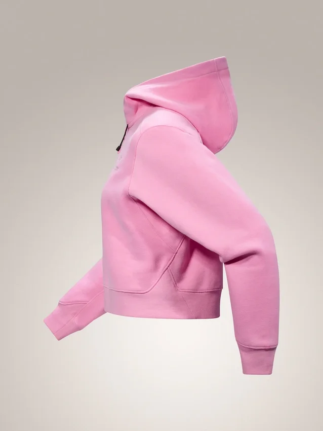 Felpa con cappuccio corta e zip integrale Emblem da donna