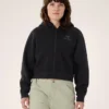 Felpa con cappuccio corta e zip integrale Emblem da donna