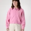 Felpa con cappuccio corta e zip integrale Emblem da donna