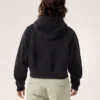 Felpa con cappuccio corta e zip integrale Emblem da donna