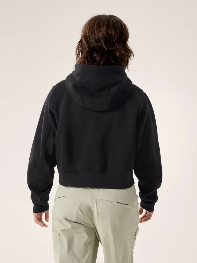 Felpa con cappuccio corta e zip integrale Emblem da donna