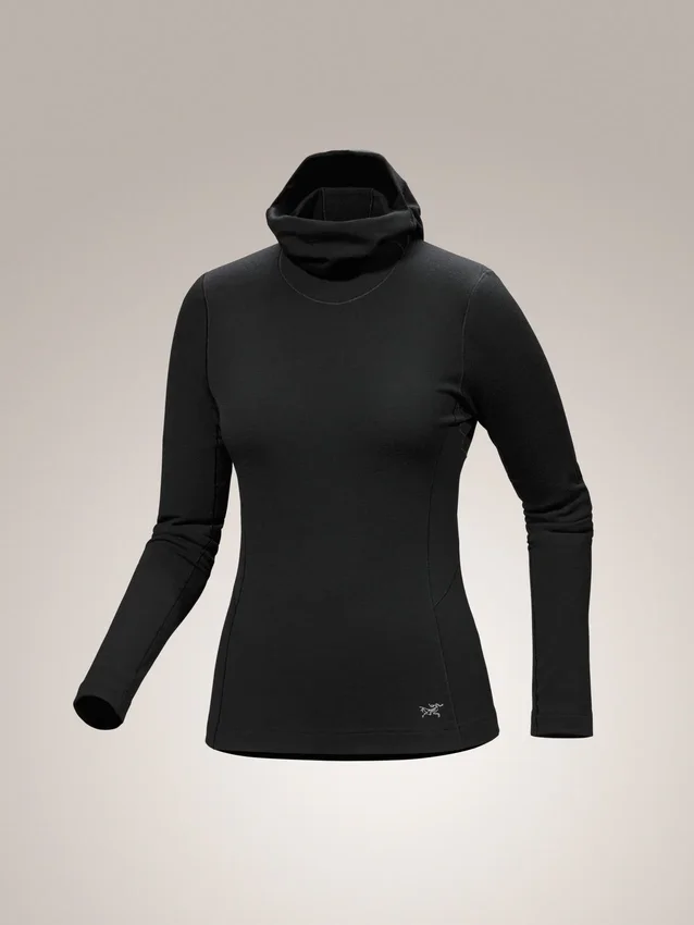 Felpa con cappuccio da donna in lana merino Satoro