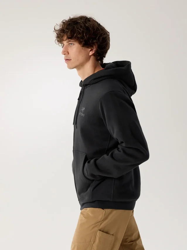 Felpa con cappuccio e zip integrale Emblem da uomo