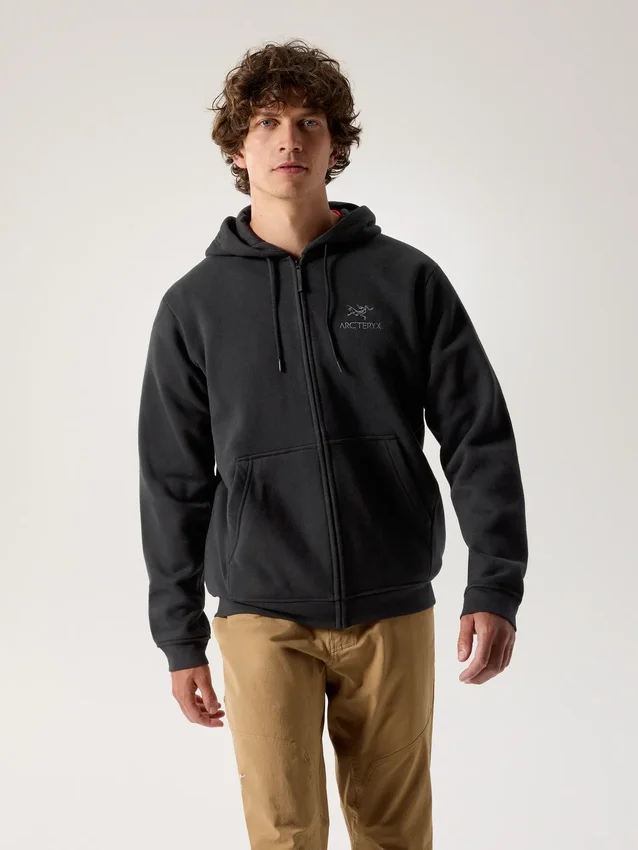 Felpa con cappuccio e zip integrale Emblem da uomo