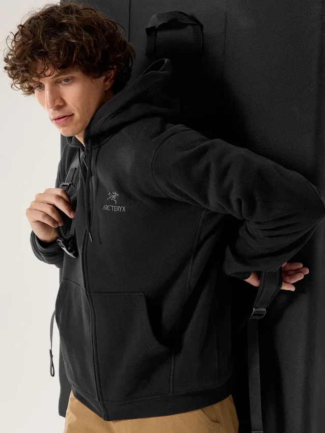 Felpa con cappuccio e zip integrale Emblem da uomo