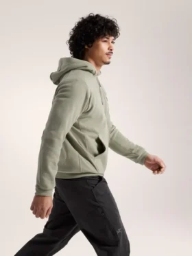 Felpa con cappuccio e zip integrale Emblem da uomo in pile