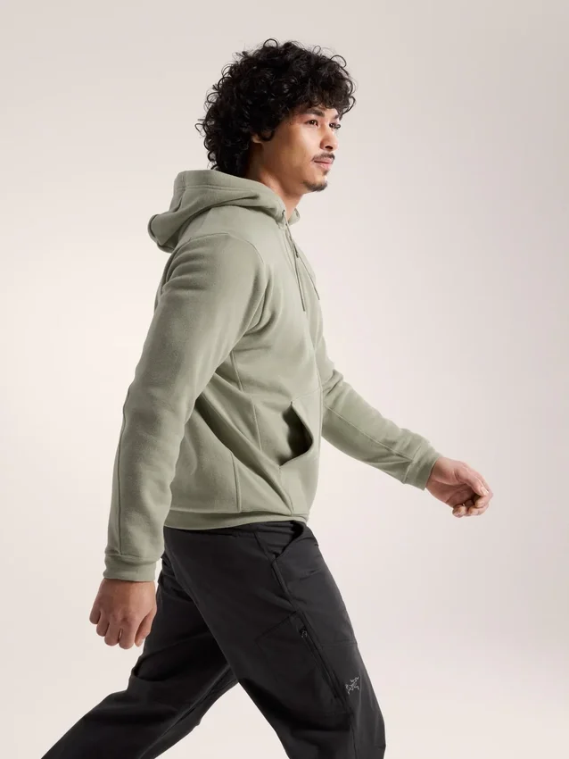 Felpa con cappuccio e zip integrale Emblem da uomo in pile