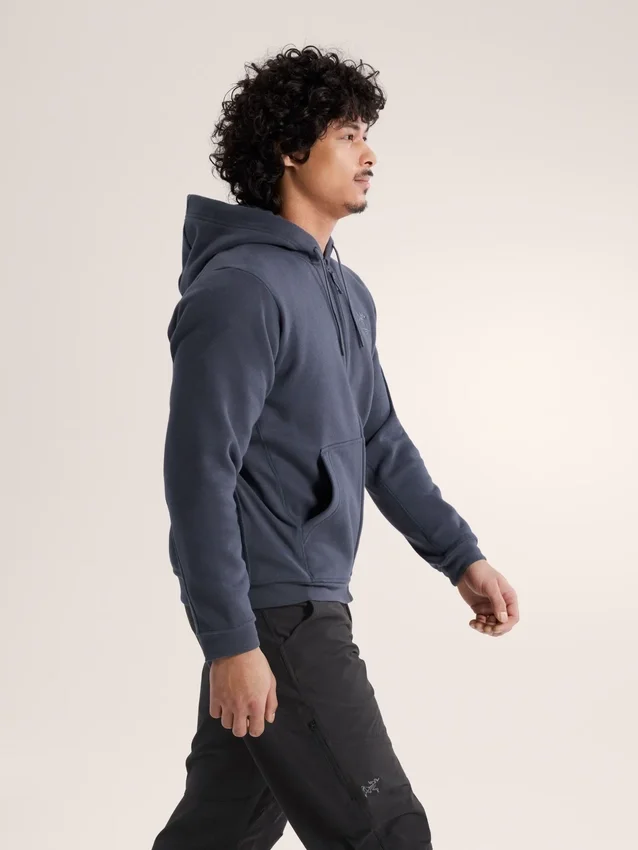 Felpa con cappuccio e zip integrale Emblem da uomo in pile