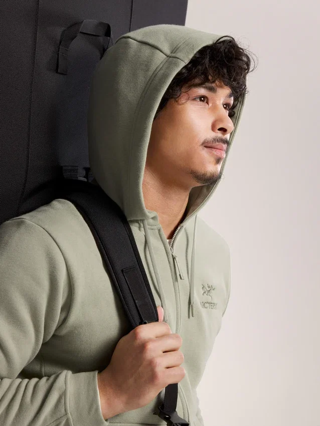 Felpa con cappuccio e zip integrale Emblem da uomo in pile