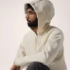 Felpa con cappuccio e zip integrale Emblem da uomo in pile