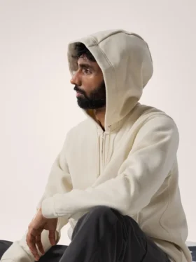 Felpa con cappuccio e zip integrale Emblem da uomo in pile