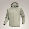 Felpa con cappuccio e zip integrale Emblem da uomo in pile