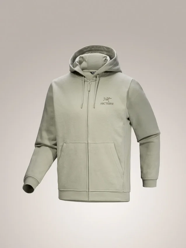 Felpa con cappuccio e zip integrale Emblem da uomo in pile