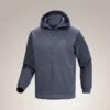 Felpa con cappuccio e zip integrale Emblem da uomo in pile