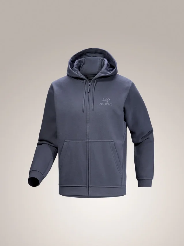 Felpa con cappuccio e zip integrale Emblem da uomo in pile
