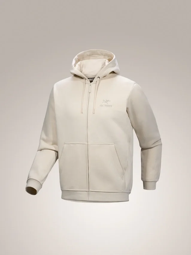 Felpa con cappuccio e zip integrale Emblem da uomo in pile
