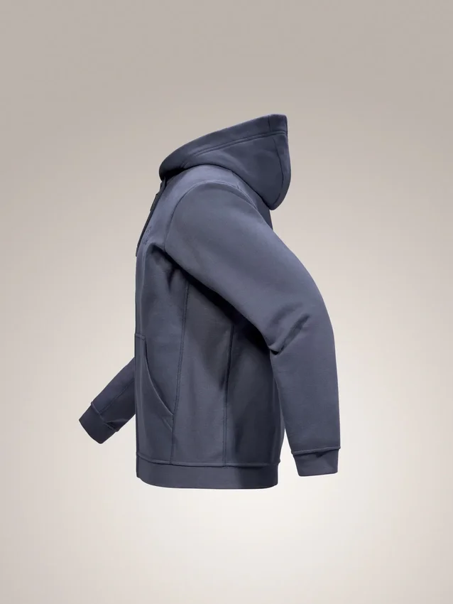 Felpa con cappuccio e zip integrale Emblem da uomo in pile