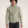 Felpa con cappuccio e zip integrale Emblem da uomo in pile
