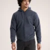 Felpa con cappuccio e zip integrale Emblem da uomo in pile