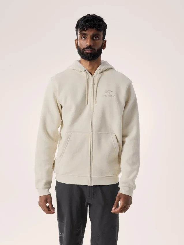Felpa con cappuccio e zip integrale Emblem da uomo in pile
