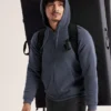 Felpa con cappuccio e zip integrale Emblem da uomo in pile