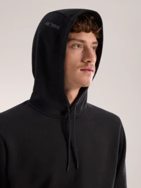 Felpa con cappuccio Emblem da uomo in pile