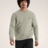 Pullover da uomo in pile con emblema e collo rotondo