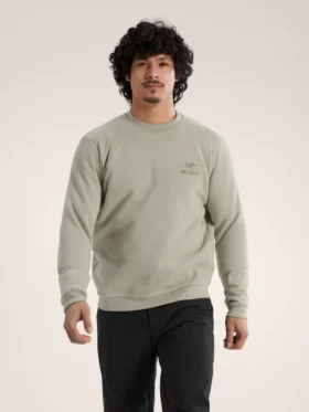 Pullover da uomo in pile con emblema e collo rotondo