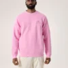 Pullover da uomo in pile con emblema e collo rotondo