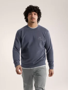 Pullover da uomo in pile con emblema e collo rotondo