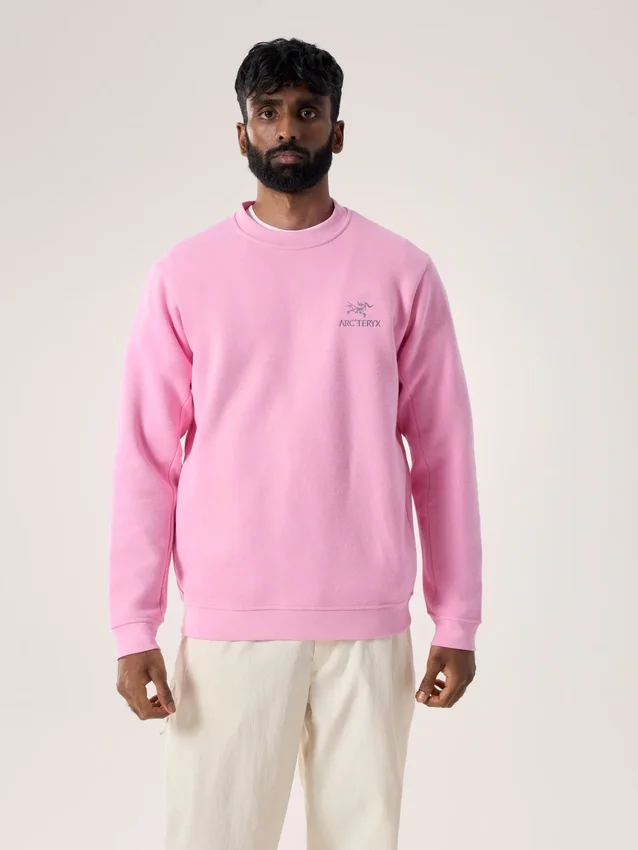 Pullover da uomo in pile con emblema e collo rotondo