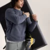 Pullover da uomo in pile con emblema e collo rotondo