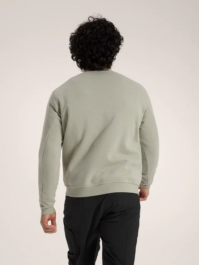 Pullover da uomo in pile con emblema e collo rotondo