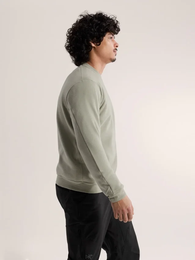 Pullover da uomo in pile con emblema e collo rotondo