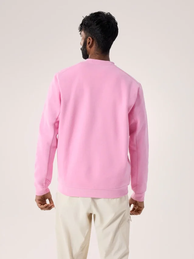 Pullover da uomo in pile con emblema e collo rotondo