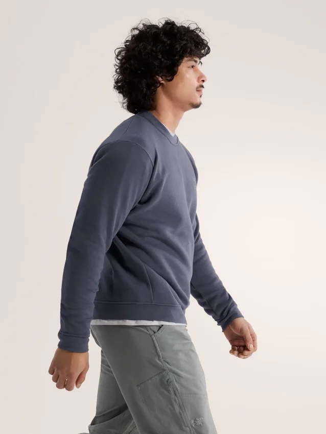 Pullover da uomo in pile con emblema e collo rotondo