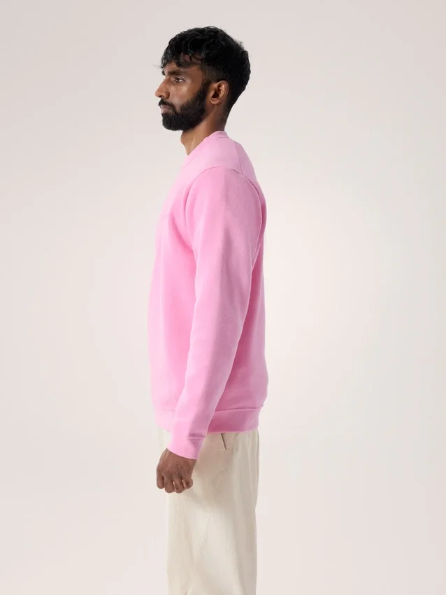 Pullover da uomo in pile con emblema e collo rotondo