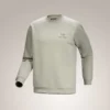 Pullover da uomo in pile con emblema e collo rotondo