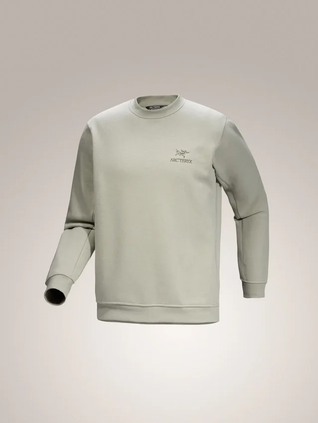 Pullover da uomo in pile con emblema e collo rotondo