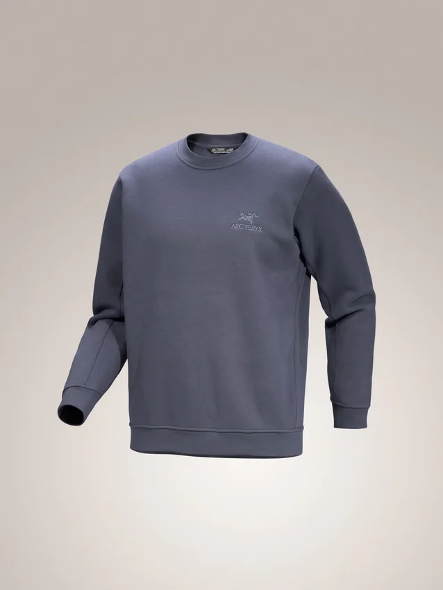 Pullover da uomo in pile con emblema e collo rotondo